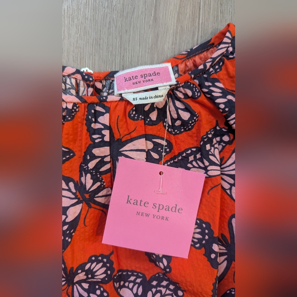 Kate Spade Butterfly Flutter Short Sleeve Multicolored Blouse Size XS NWT! - Picture 3 of 7
